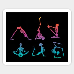 Funny Skeleton Yoga Poses Colorful Skeleton Fitness Sticker